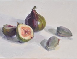 Figues et amandes vertes, huile sur toile, 19x27cm, 2016, collection privée FR